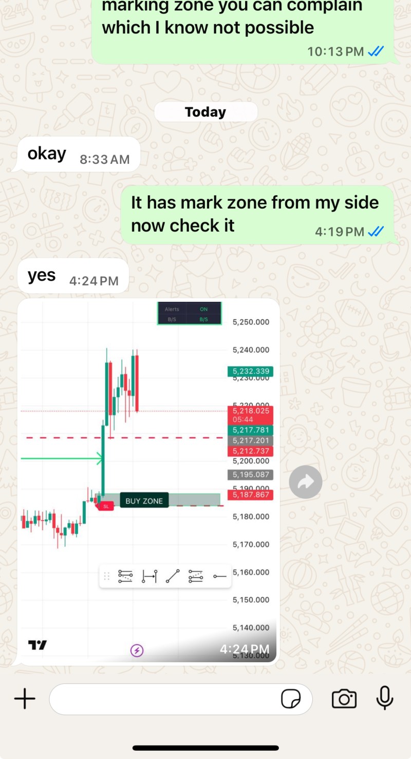 WhatsApp showing indicator marking zone and alert for student